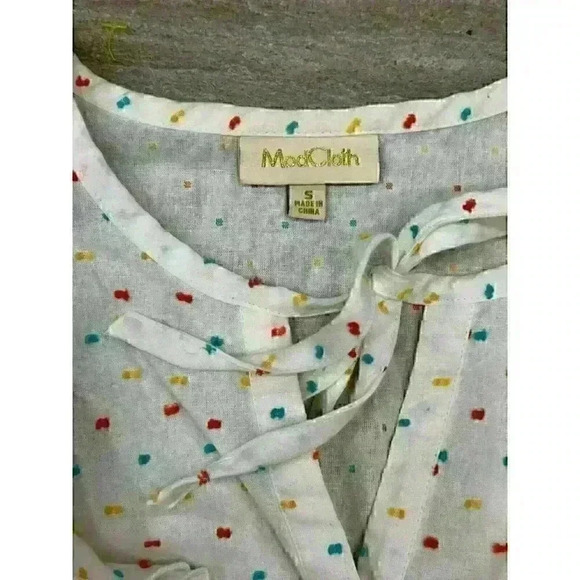 Mod Cloth White Ruffle Sleeveless Tank Top with Stitched Polka Dots Womens S - Picture 5 of 7